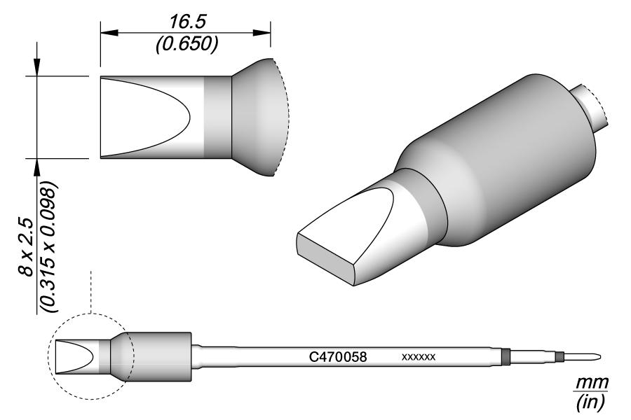 C470058 - Chisel Cartridge 8 x 2.5